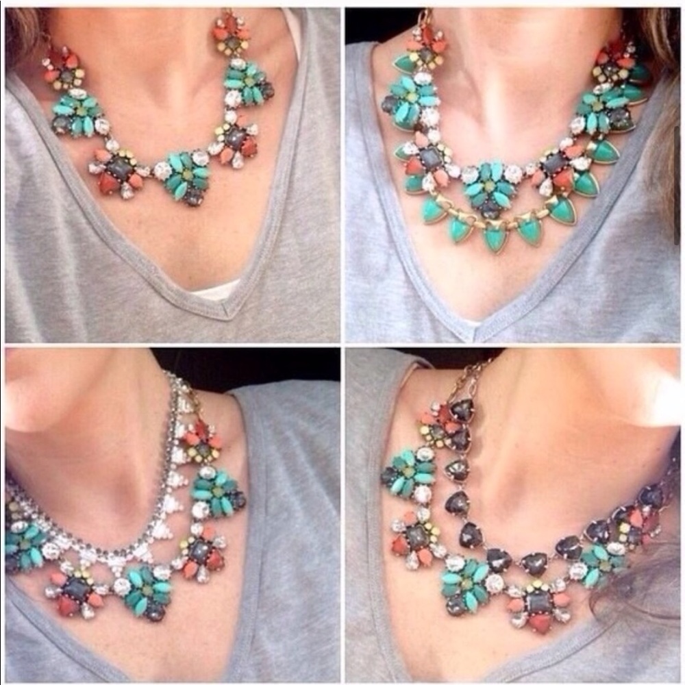 Stella & Dot | Retired Teal Coral & Crystal Elodie Statement Necklace - Picture 6 of 16